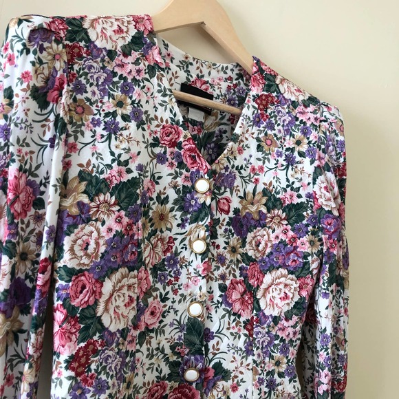 John Roberts Vintage Floral Shirt Dress Two Piece Size 5 / 6 - Picture 8 of 13